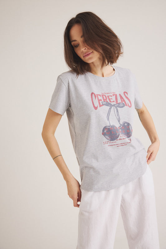 LUXZUZ // ONE TWO Cerez T-shirt T-Shirt 808 Light Grey Melange