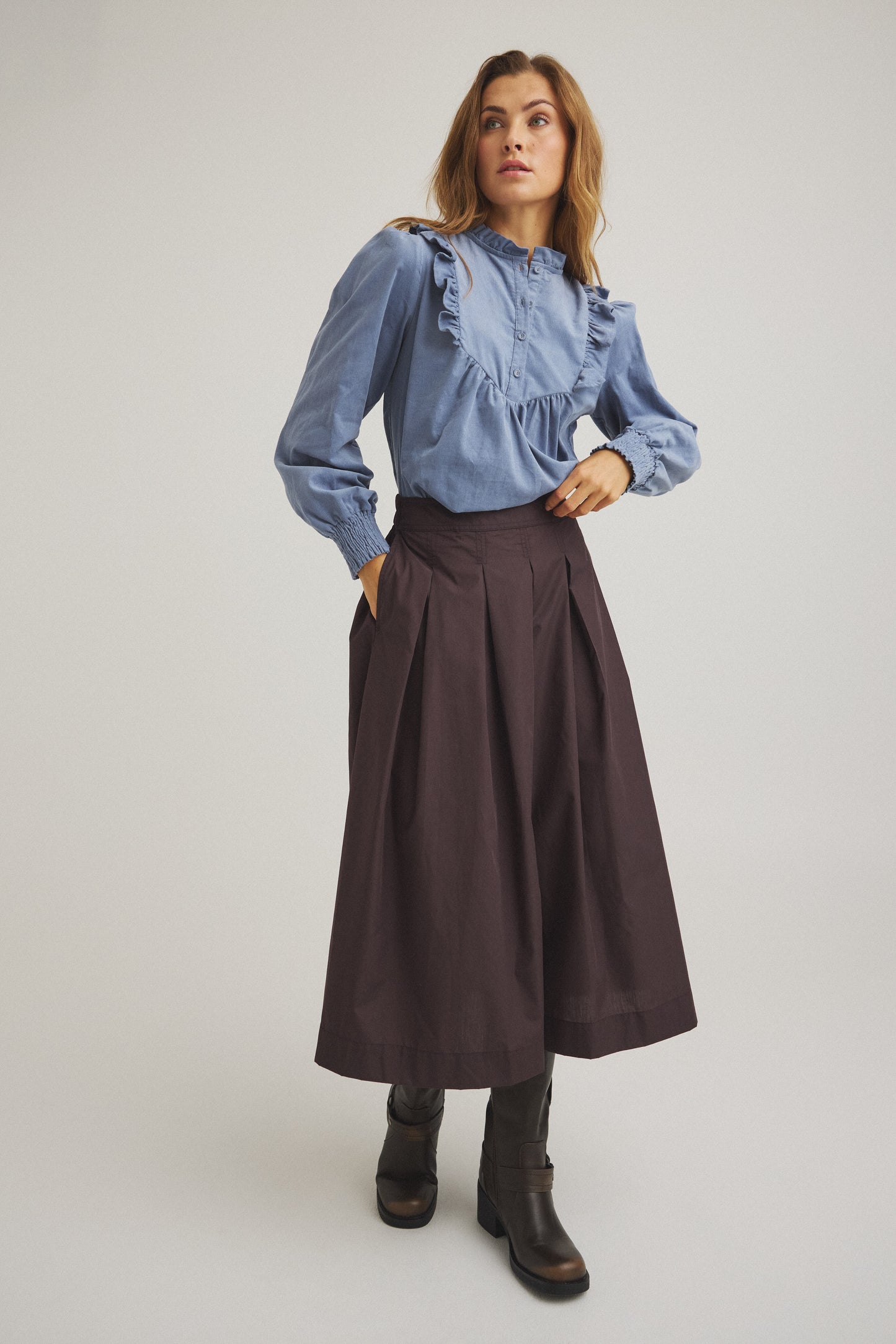LUXZUZ // ONE TWO Jansine Skirt Skirt 793 Chocolate Plum