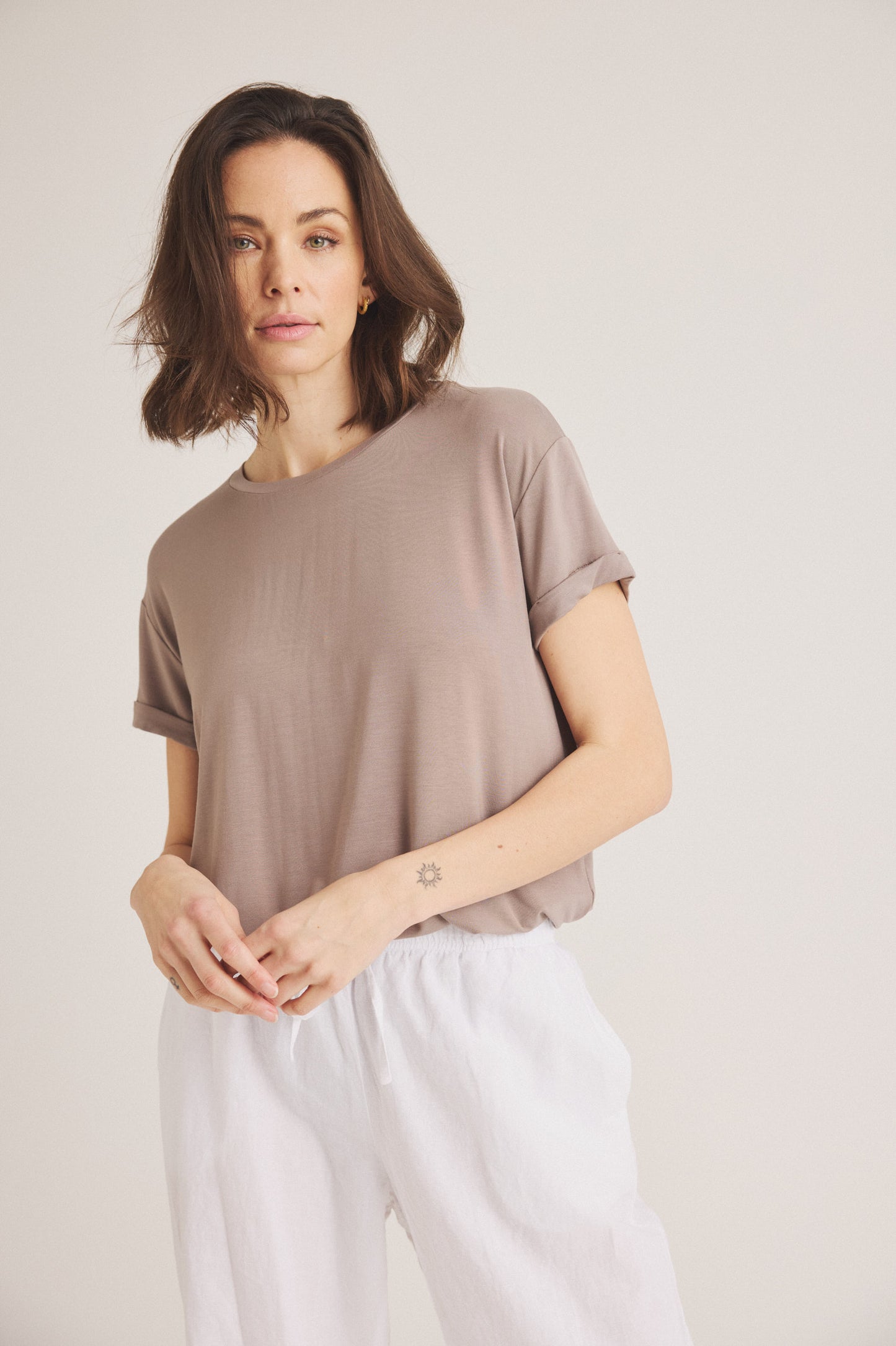 LUXZUZ // ONE TWO Karin Bamboo T-Shirt 765 Drift Wood