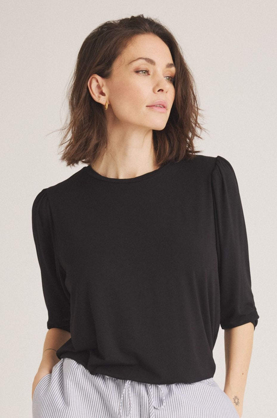 LUXZUZ // ONE TWO Lailong Bamboo T-Shirt 999 Black