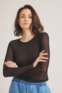 Sigborg Mesh-T-Shirt - Schwarz