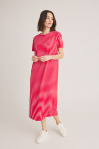 Aimastripe Dress - Flame Scarlet