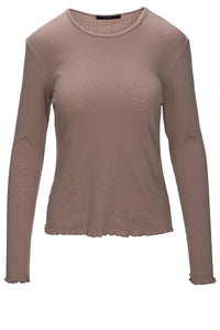 Amar Pointelle T-Shirt - Helles Taupe