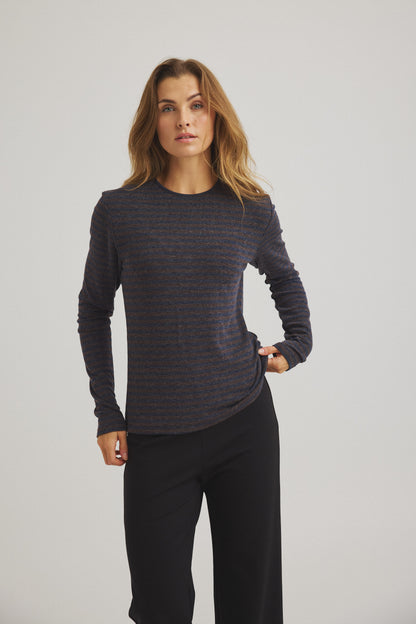 LUXZUZ // ONE TWO Amazig Stripe T-shirt T-Shirt 793 Chocolate Plum