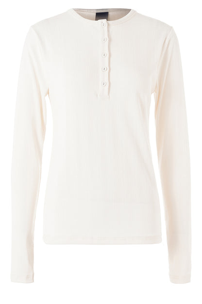 LUXZUZ // ONE TWO Ambutto Pointelle T-shirt T-Shirt 741 Ecru