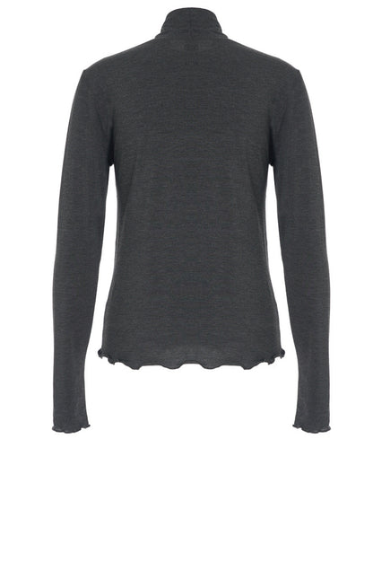 LUXZUZ // ONE TWO Jachio Bamboo Rollneck T-Shirt 816 Dark Grey Melange