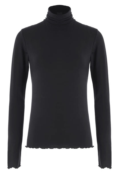 LUXZUZ // ONE TWO Jachio Bamboo Rollneck T-Shirt 999 Black