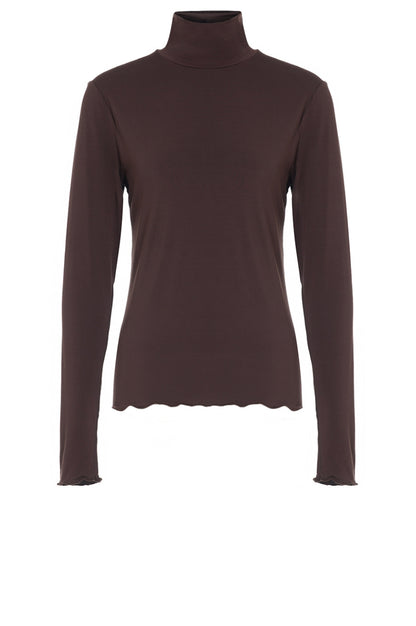 LUXZUZ // ONE TWO Jachio Bamboo Rollneck T-Shirt 795 Coffee Bean