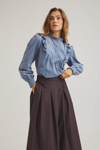 Josefia Bluse – Verwaschener Denim