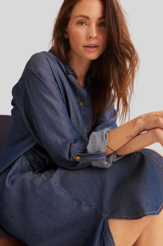 LUXZUZ // ONE TWO Osa Long Shirt Tuniqué 541 Blue Indigo